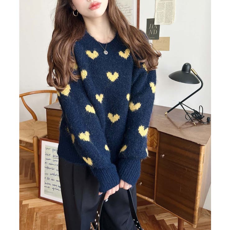 ハート柄フェザーニットプルオーバーWジャガード | moment+ | 詳細画像20 