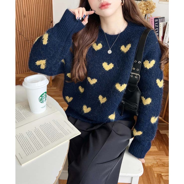 ハート柄フェザーニットプルオーバーWジャガード | moment+ | 詳細画像21 