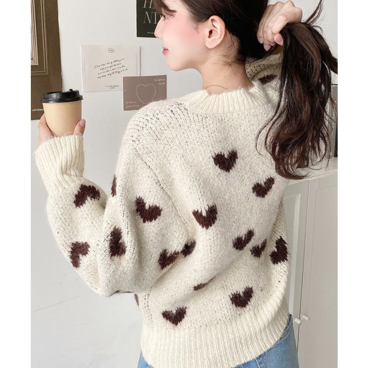 ハート柄フェザーニットプルオーバーWジャガード | moment+ | 詳細画像4 