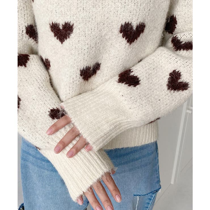 ハート柄フェザーニットプルオーバーWジャガード | moment+ | 詳細画像8 