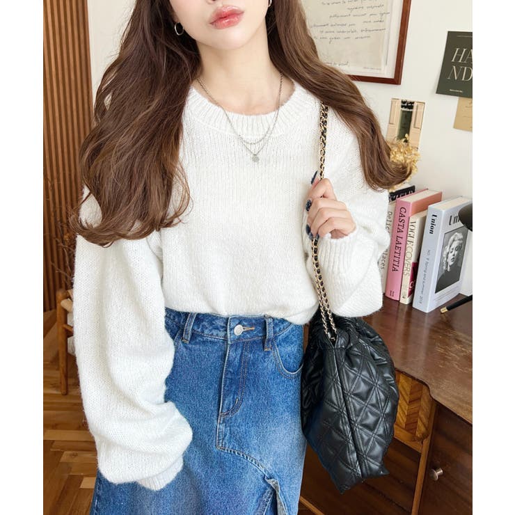 モヘアライクベーシックニットプルオーバー | moment+ | 詳細画像3