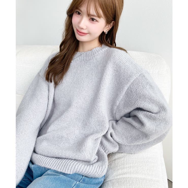 杢グレー | ＼13色展開♪／モヘアライクベーシックニットプルオーバー | moment+