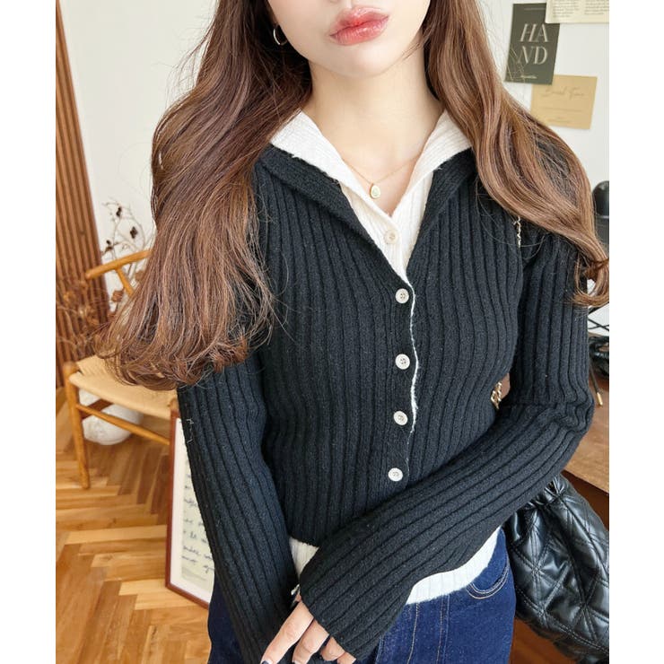 レイヤードカーディガン風リブニットトップス | moment+ | 詳細画像14 