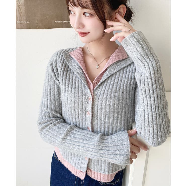 レイヤードカーディガン風リブニットトップス | moment+ | 詳細画像18 