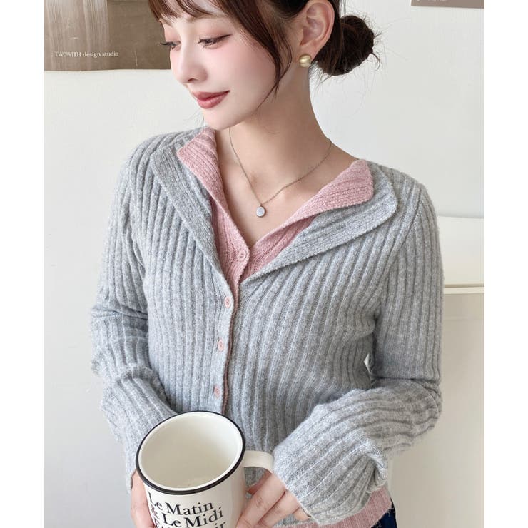 レイヤードカーディガン風リブニットトップス | moment+ | 詳細画像21 