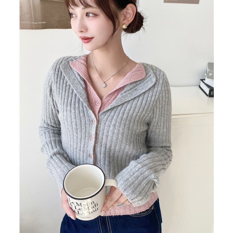 レイヤードカーディガン風リブニットトップス | moment+ | 詳細画像22 