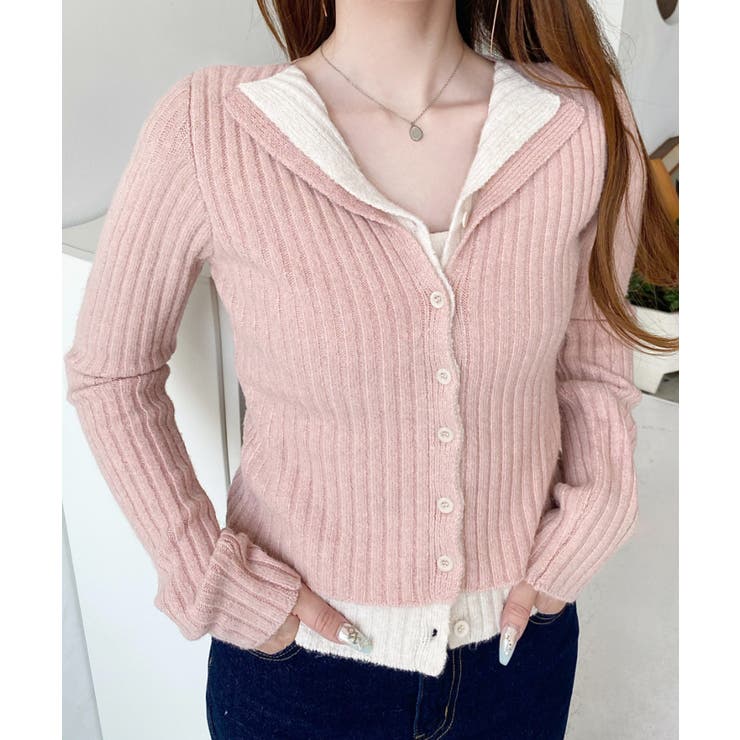 レイヤードカーディガン風リブニットトップス | moment+ | 詳細画像23 