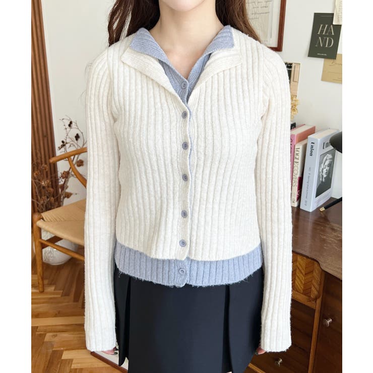 レイヤードカーディガン風リブニットトップス | moment+ | 詳細画像6 