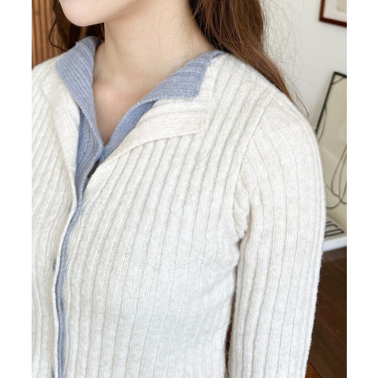 レイヤードカーディガン風リブニットトップス | moment+ | 詳細画像7 