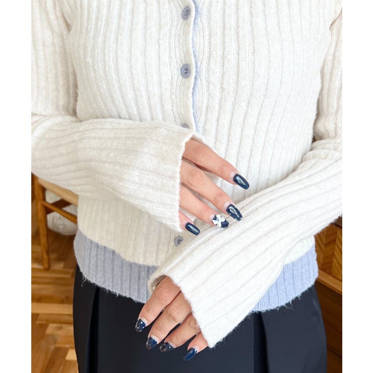 レイヤードカーディガン風リブニットトップス | moment+ | 詳細画像8 