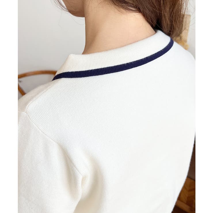 えり付き配色フリルカーディガン | moment+ | 詳細画像10 