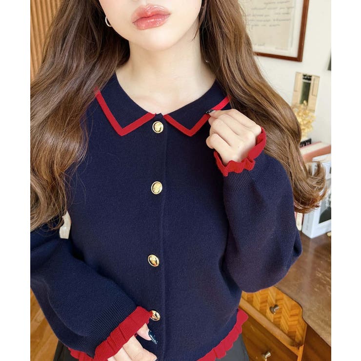 えり付き配色フリルカーディガン | moment+ | 詳細画像23 