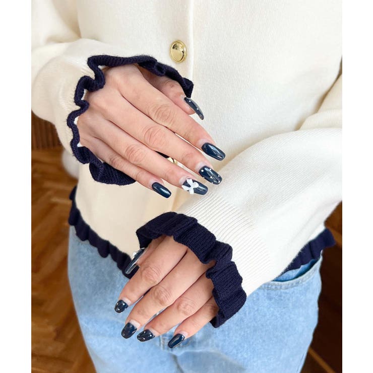 えり付き配色フリルカーディガン | moment+ | 詳細画像8 