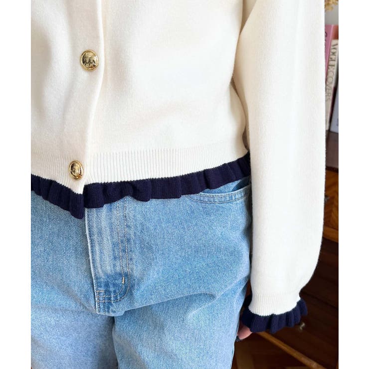 えり付き配色フリルカーディガン | moment+ | 詳細画像9 