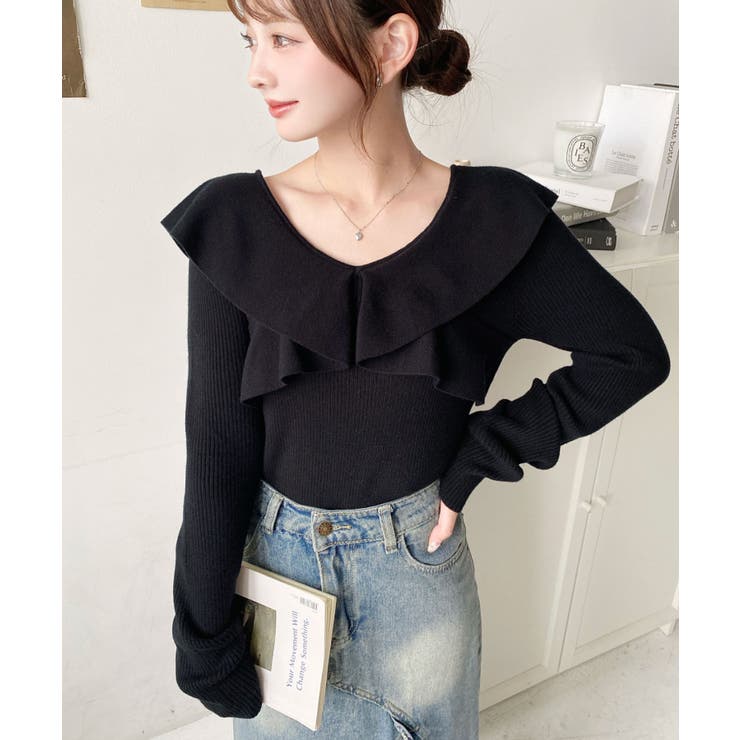 フリルニットプルオーバー 12G | moment+ | 詳細画像12 