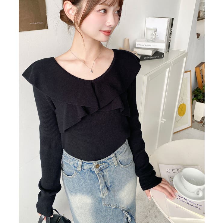 フリルニットプルオーバー 12G | moment+ | 詳細画像14 