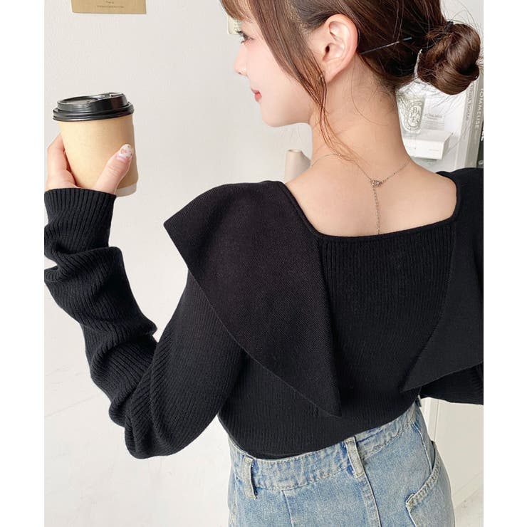 フリルニットプルオーバー 12G | moment+ | 詳細画像15 