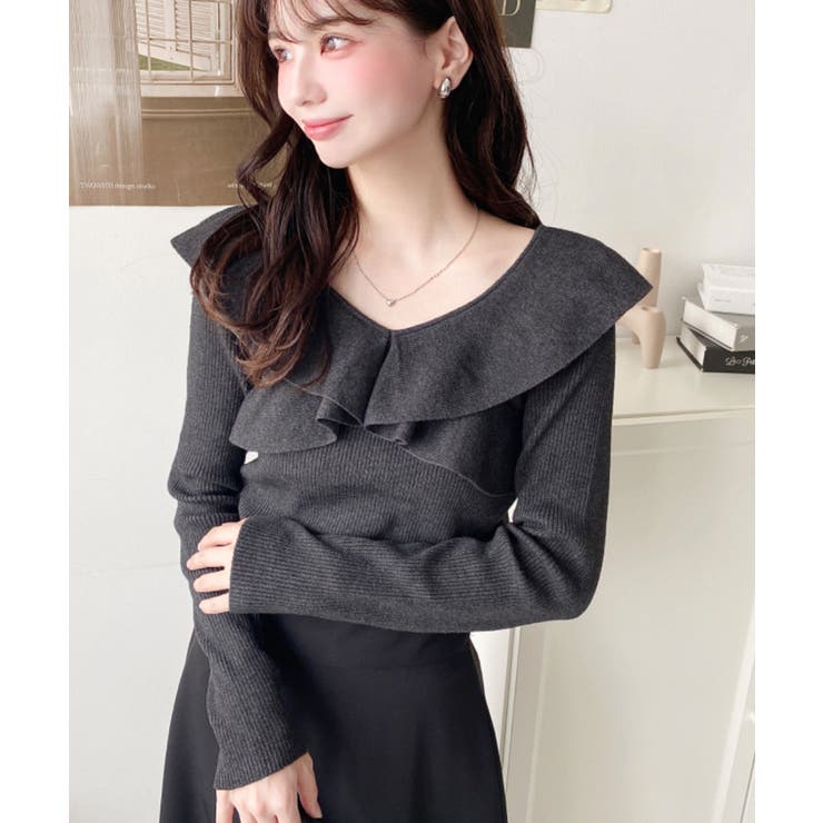 フリルニットプルオーバー 12G | moment+ | 詳細画像16 