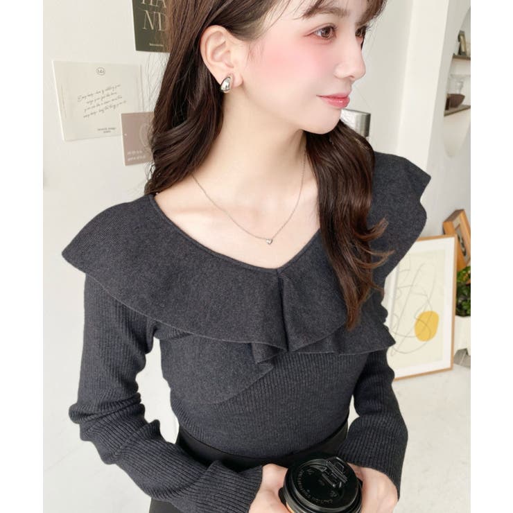 フリルニットプルオーバー 12G | moment+ | 詳細画像20 