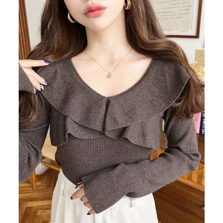 フリルニットプルオーバー 12G | moment+ | 詳細画像22 