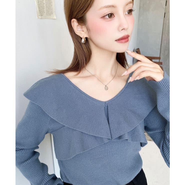 フリルニットプルオーバー 12G | moment+ | 詳細画像25 