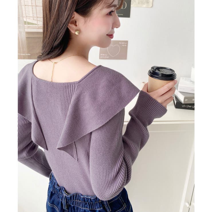 フリルニットプルオーバー 12G[品番：ERMW0003910]｜moment+