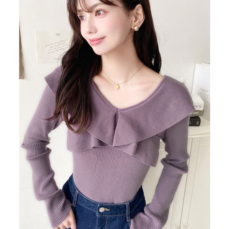 フリルニットプルオーバー 12G | moment+ | 詳細画像31 