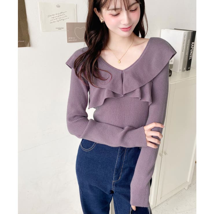 フリルニットプルオーバー 12G | moment+ | 詳細画像32 