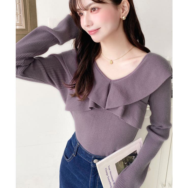 フリルニットプルオーバー 12G | moment+ | 詳細画像34 