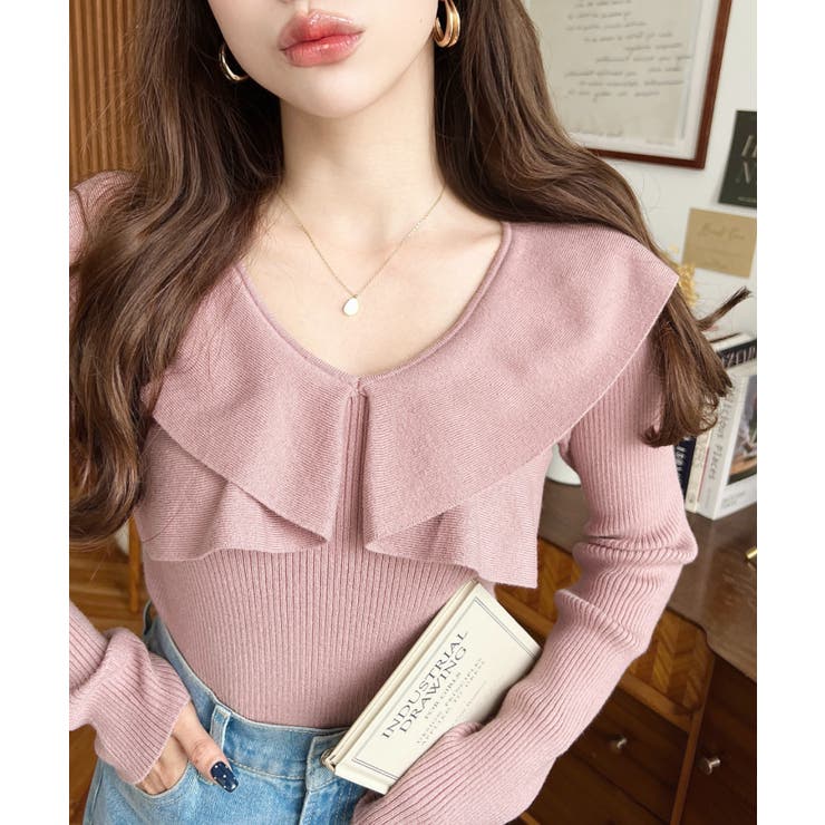 フリルニットプルオーバー 12G | moment+ | 詳細画像35 