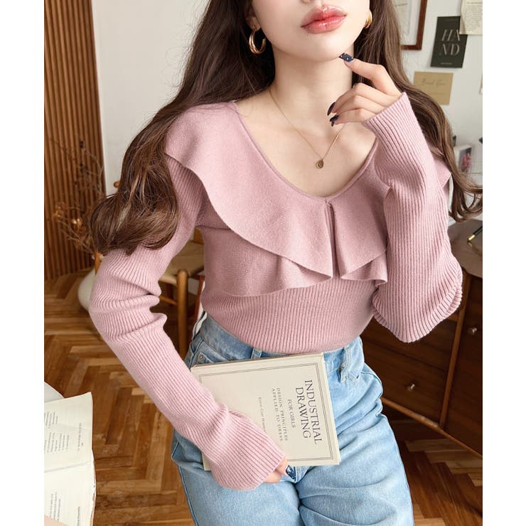 フリルニットプルオーバー 12G | moment+ | 詳細画像36 