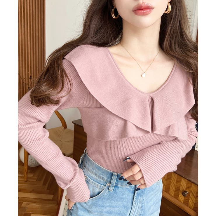 フリルニットプルオーバー 12G | moment+ | 詳細画像38 