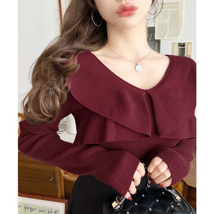 フリルニットプルオーバー 12G | moment+ | 詳細画像39 