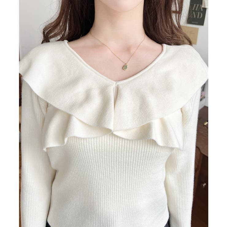 フリルニットプルオーバー 12G | moment+ | 詳細画像5 