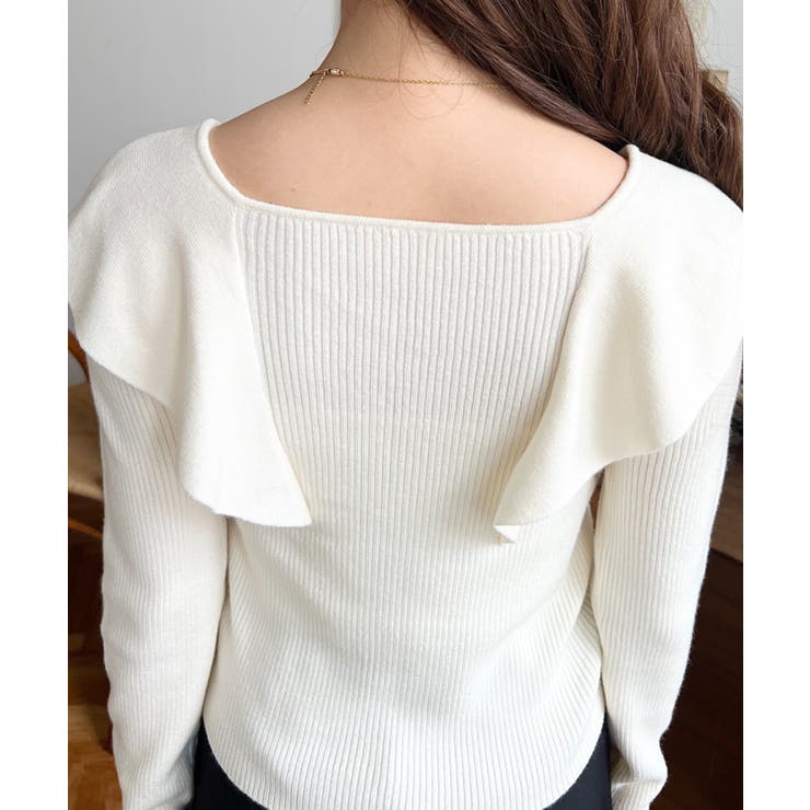 フリルニットプルオーバー 12G[品番：ERMW0003910]｜moment+