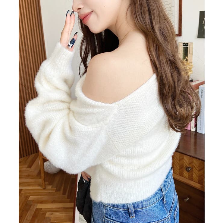 ワンショルドレープフェザーニットプルオーバー(ドレープニット） | moment+ | 詳細画像10 