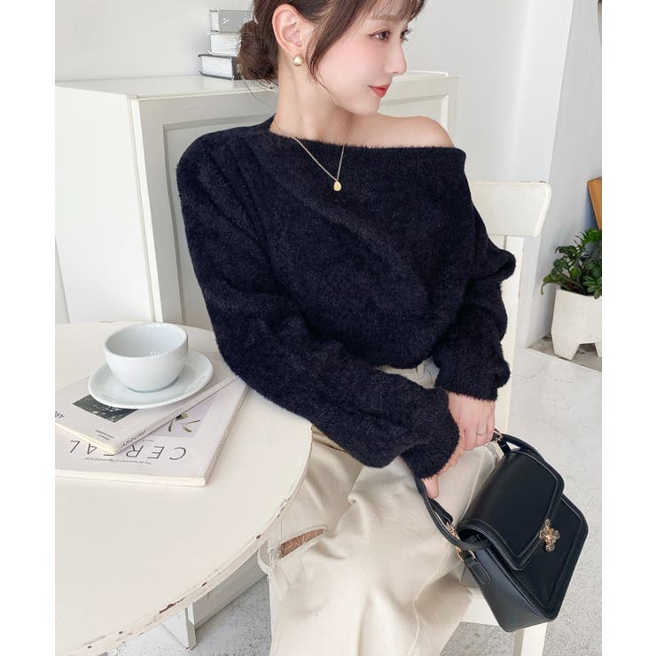 ワンショルドレープフェザーニットプルオーバー(ドレープニット） | moment+ | 詳細画像11 