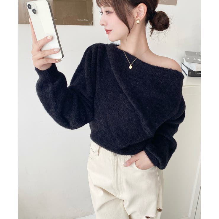 ワンショルドレープフェザーニットプルオーバー(ドレープニット） | moment+ | 詳細画像12 