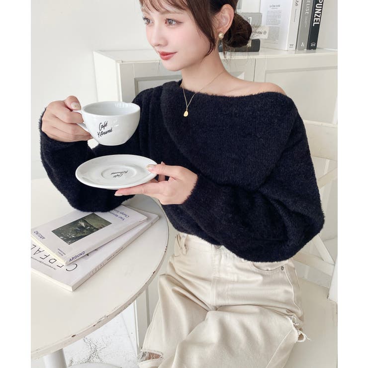 ワンショルドレープフェザーニットプルオーバー(ドレープニット） | moment+ | 詳細画像14 