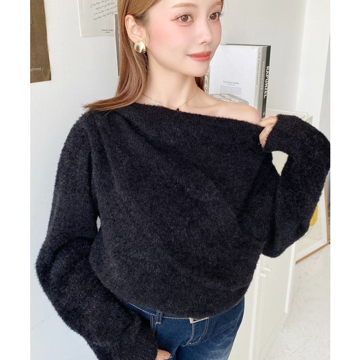 ワンショルドレープフェザーニットプルオーバー(ドレープニット） | moment+ | 詳細画像16 