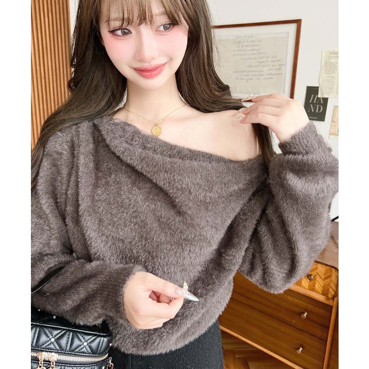 ワンショルドレープフェザーニットプルオーバー(ドレープニット） | moment+ | 詳細画像22 