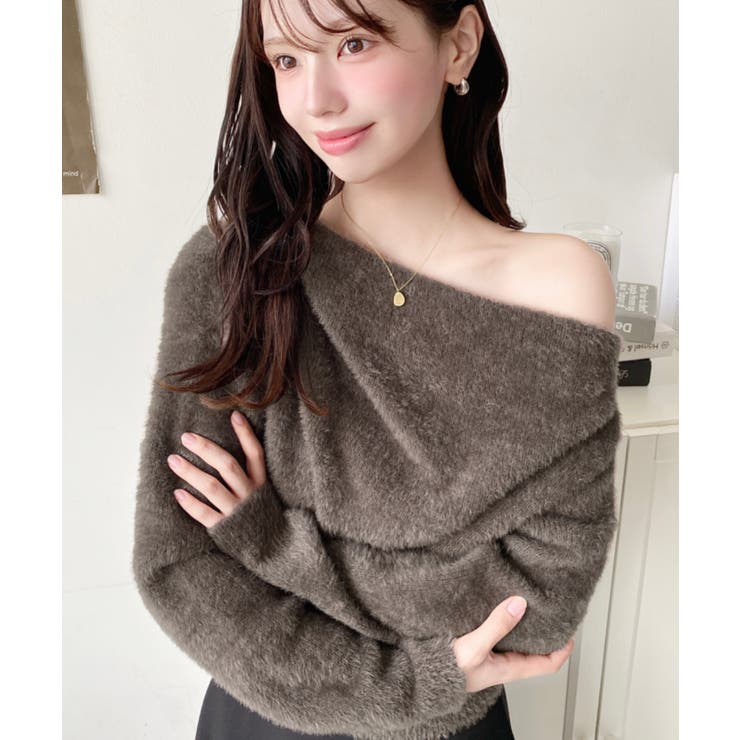 ワンショルドレープフェザーニットプルオーバー(ドレープニット） | moment+ | 詳細画像24 