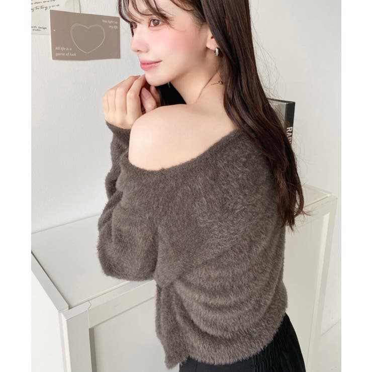 ワンショルドレープフェザーニットプルオーバー(ドレープニット） | moment+ | 詳細画像28 