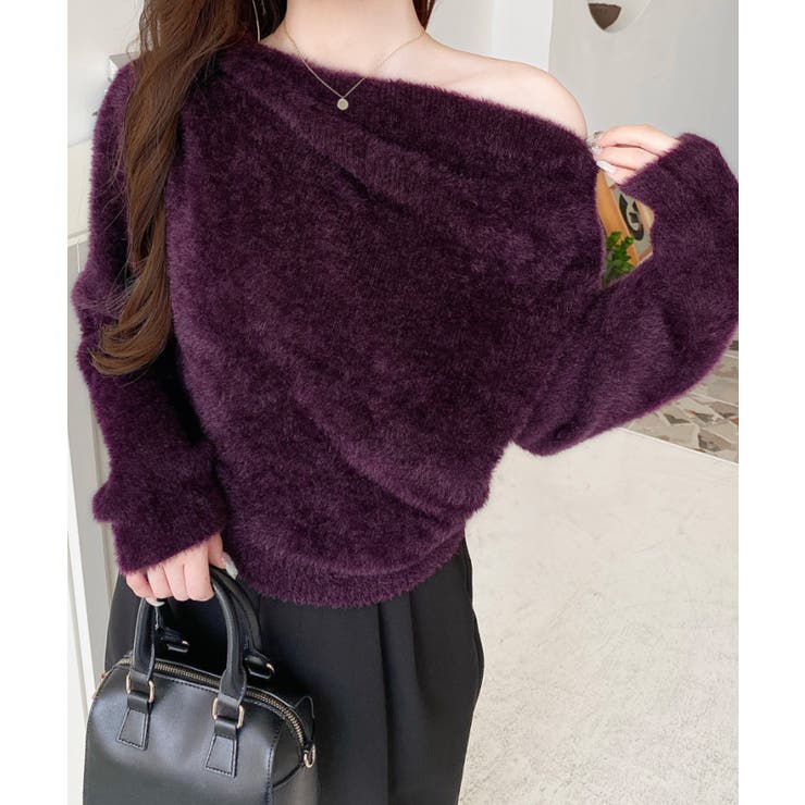 ワンショルドレープフェザーニットプルオーバー(ドレープニット） | moment+ | 詳細画像31 