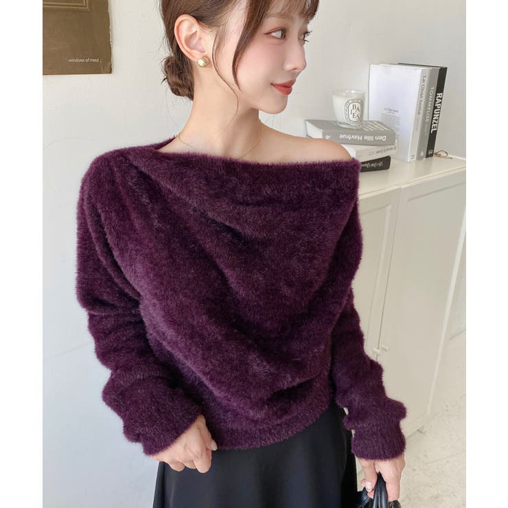 ワンショルドレープフェザーニットプルオーバー(ドレープニット） | moment+ | 詳細画像35 