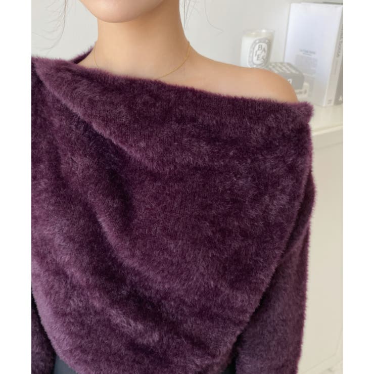 ワンショルドレープフェザーニットプルオーバー(ドレープニット） | moment+ | 詳細画像40 