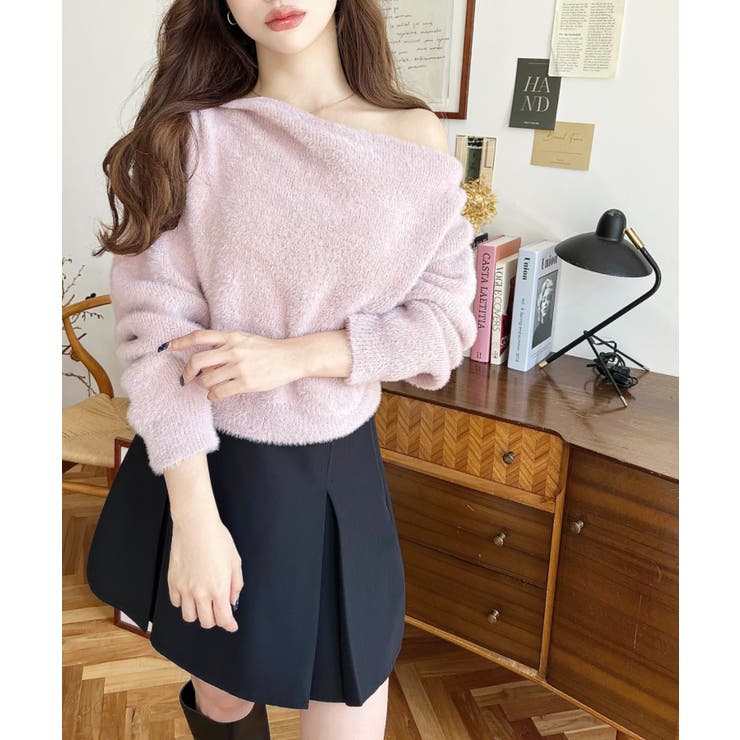 ワンショルドレープフェザーニットプルオーバー(ドレープニット） | moment+ | 詳細画像46 