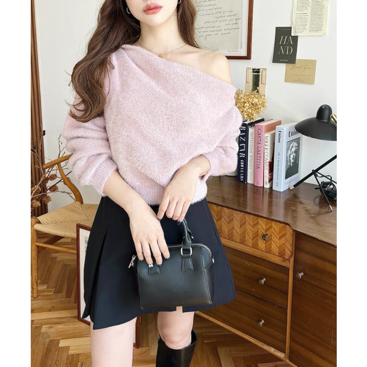 ワンショルドレープフェザーニットプルオーバー(ドレープニット） | moment+ | 詳細画像48 