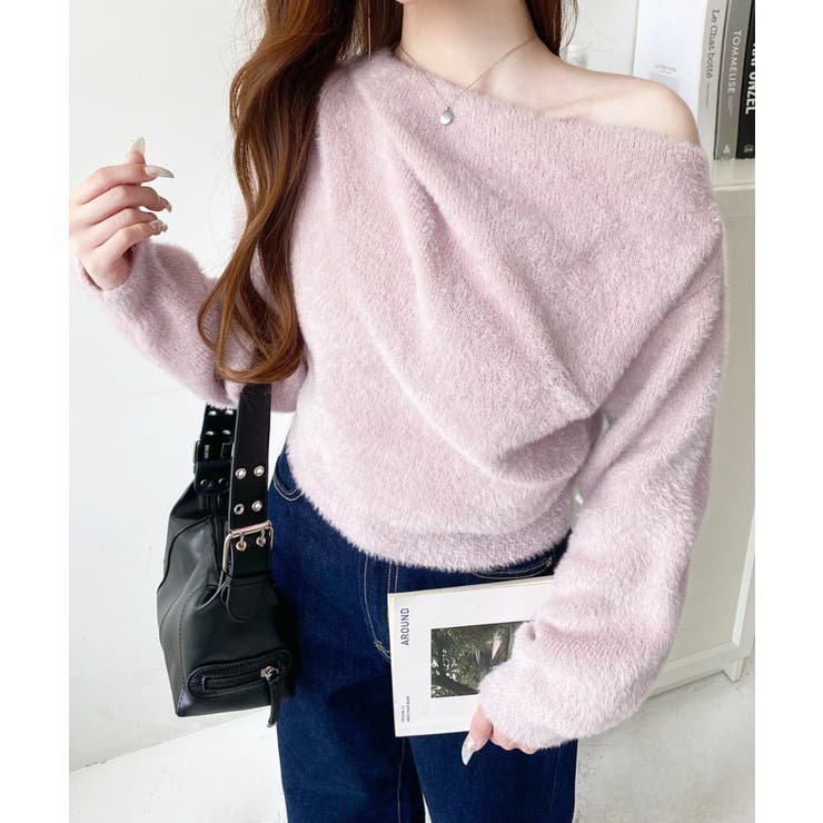 ワンショルドレープフェザーニットプルオーバー(ドレープニット） | moment+ | 詳細画像49 