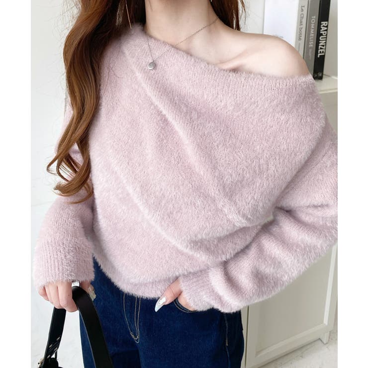 ワンショルドレープフェザーニットプルオーバー(ドレープニット） | moment+ | 詳細画像52 